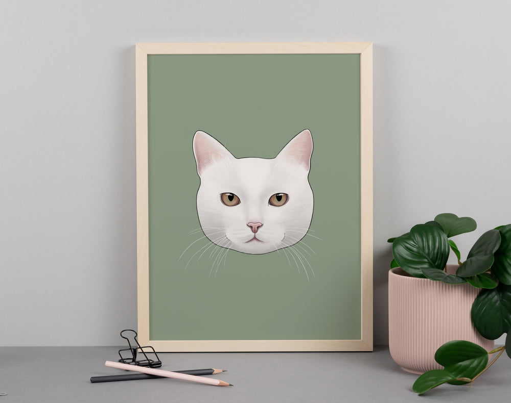 White Cat Print