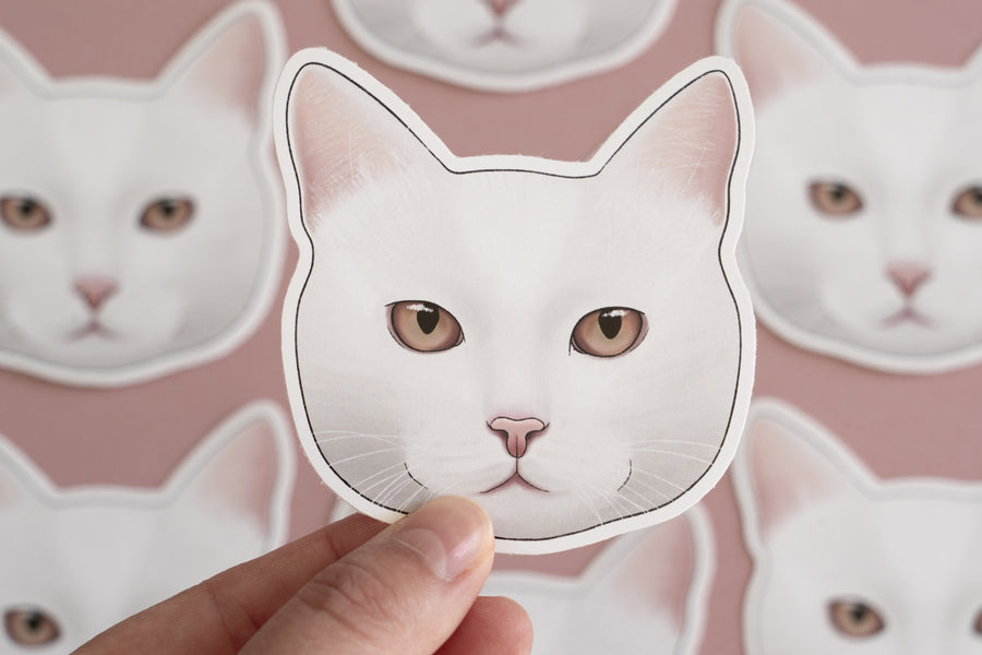 White Cat Sticker