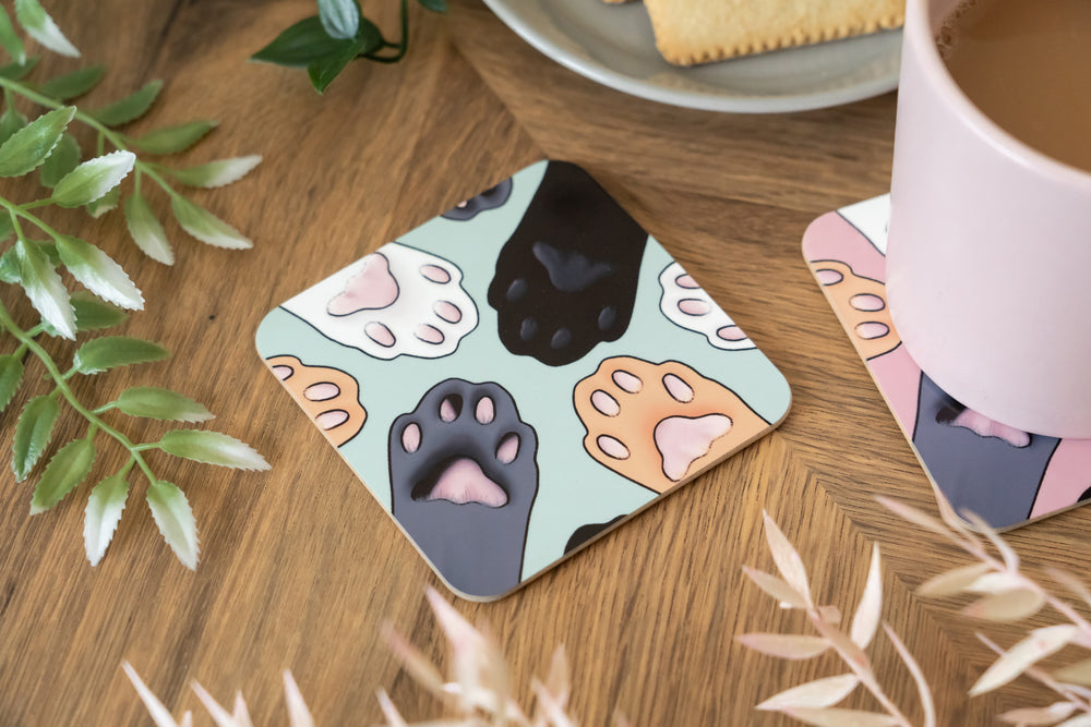 Cat Paws Green Coaster