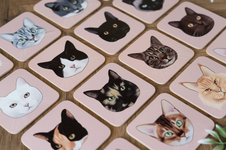 Cat Face Coasters Neutral