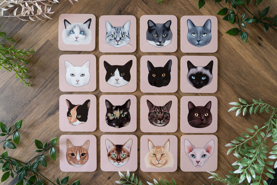 Cat Face Coasters Neutral