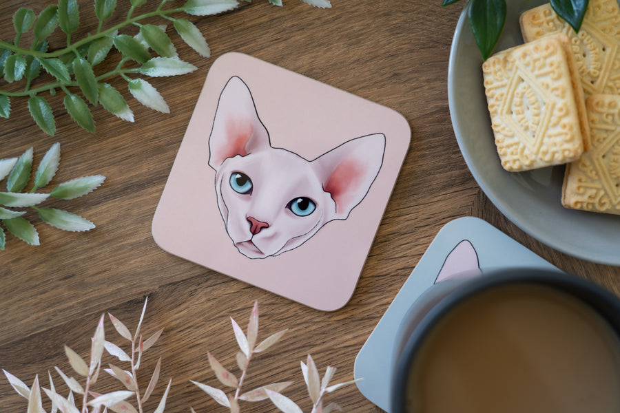 Cat Face Coasters Neutral