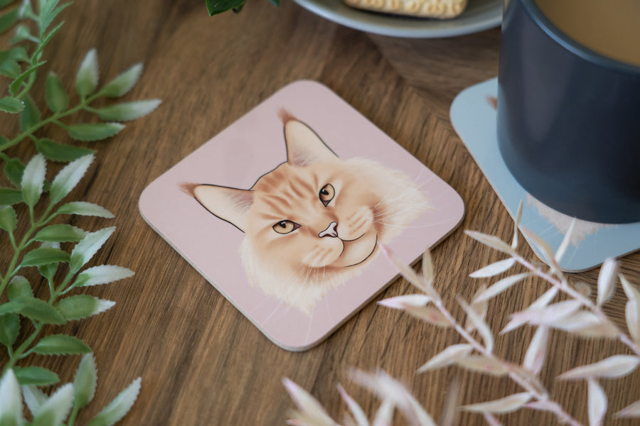 Cat Face Coasters Neutral