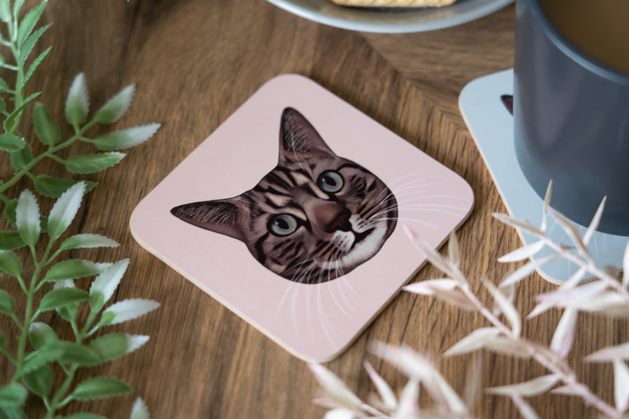 Cat Face Coasters Neutral