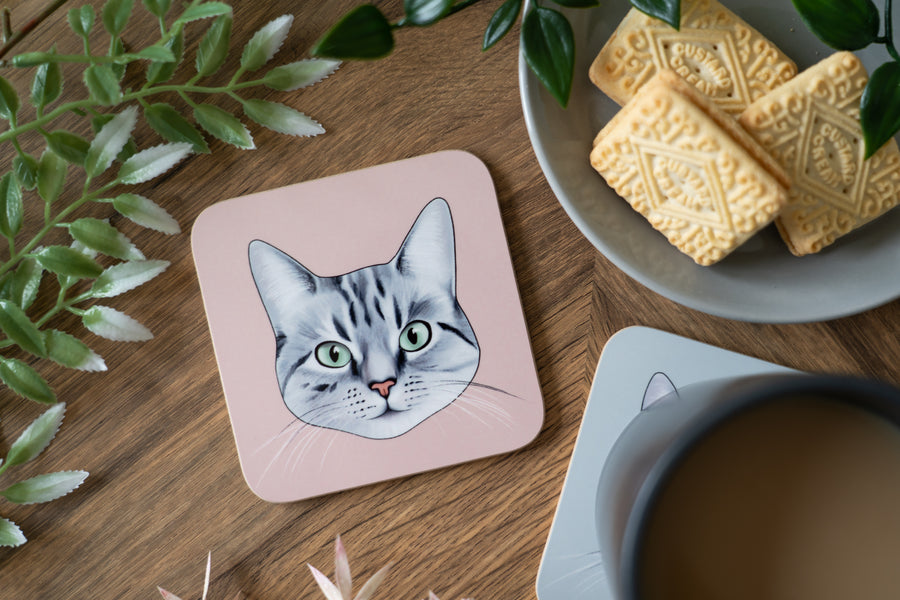 Cat Face Coasters Neutral