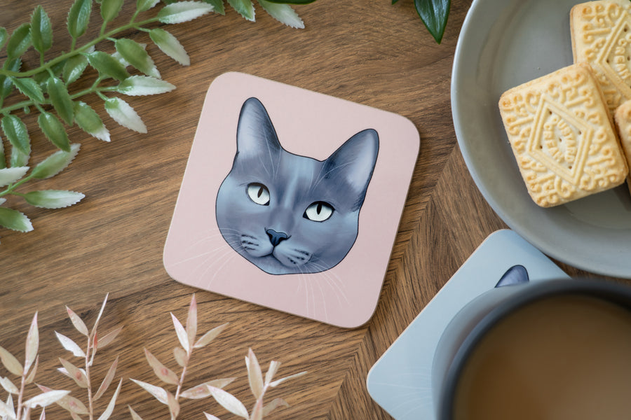Cat Face Coasters Neutral