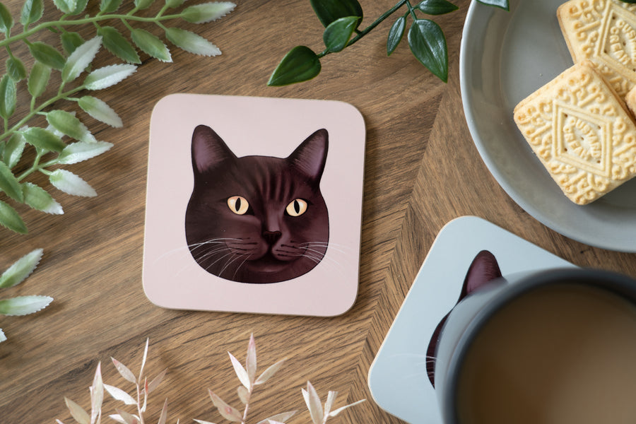 Cat Face Coasters Neutral