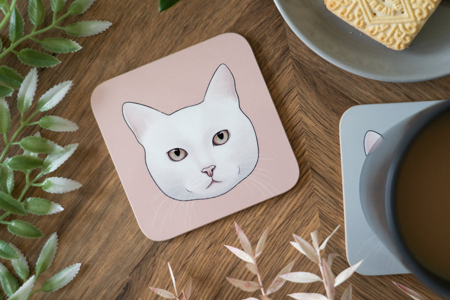 Cat Face Coasters Neutral