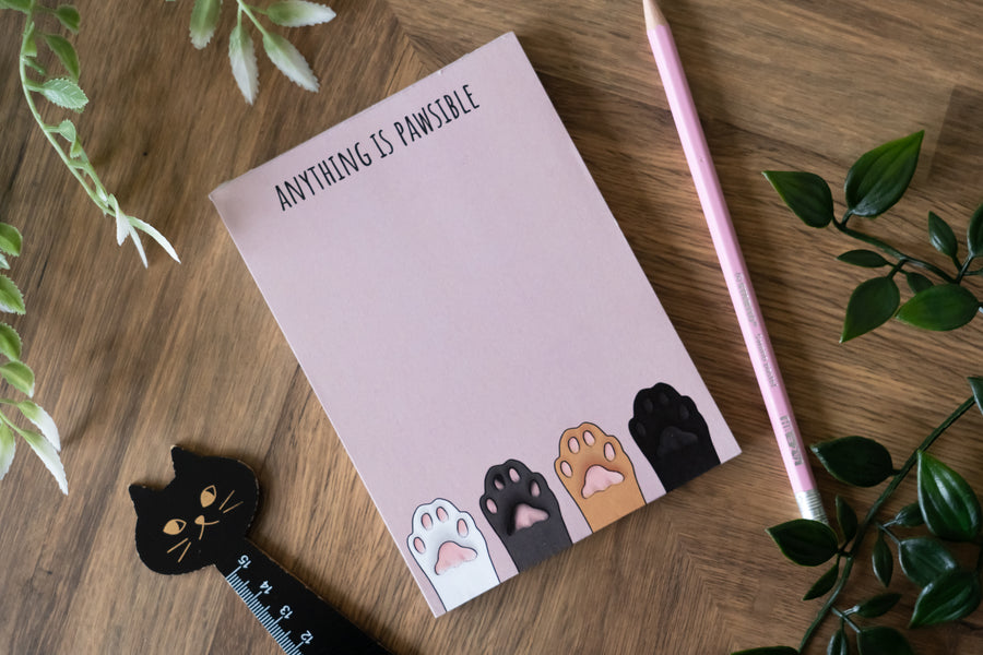 Pink Cat Paws A6 Notepad