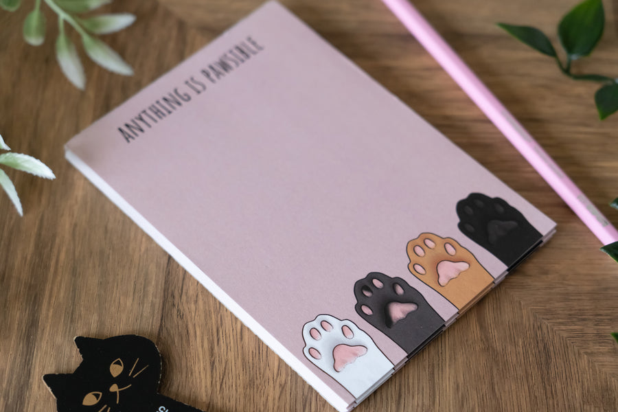 Pink Cat Paws A6 Notepad