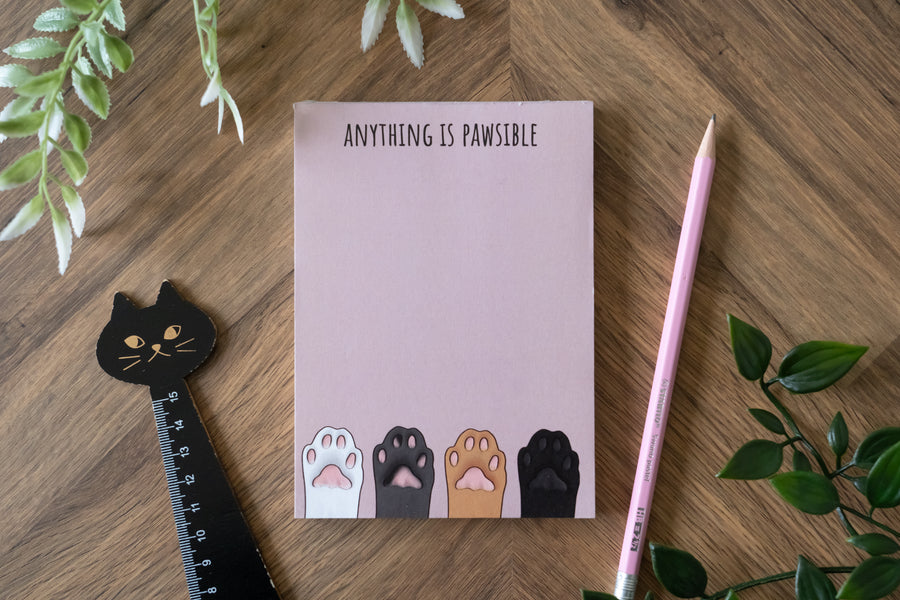 Pink Cat Paws A6 Notepad