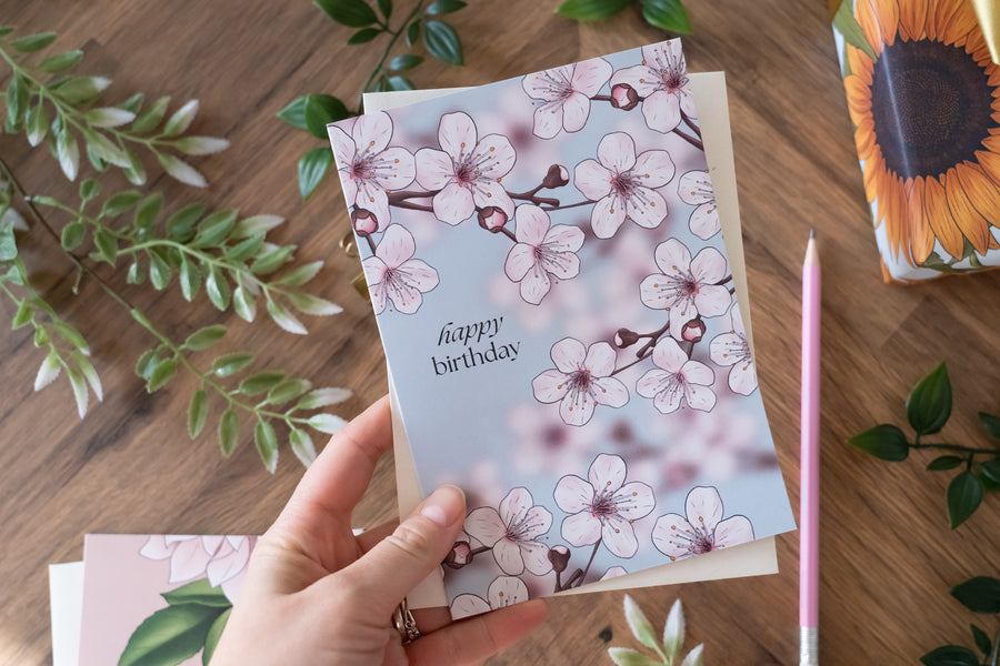 Happy Birthday Cherry Blossom Card