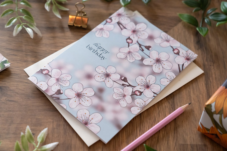 Happy Birthday Cherry Blossom Card