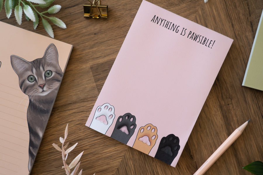 Pink Cat Paws A6 Notepad
