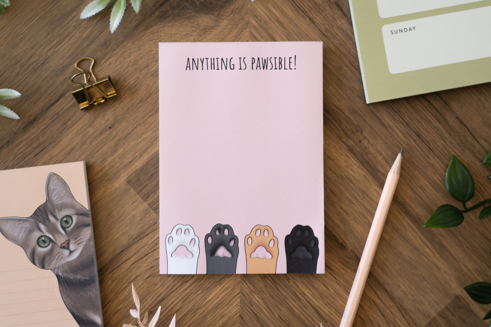 Pink Cat Paws A6 Notepad