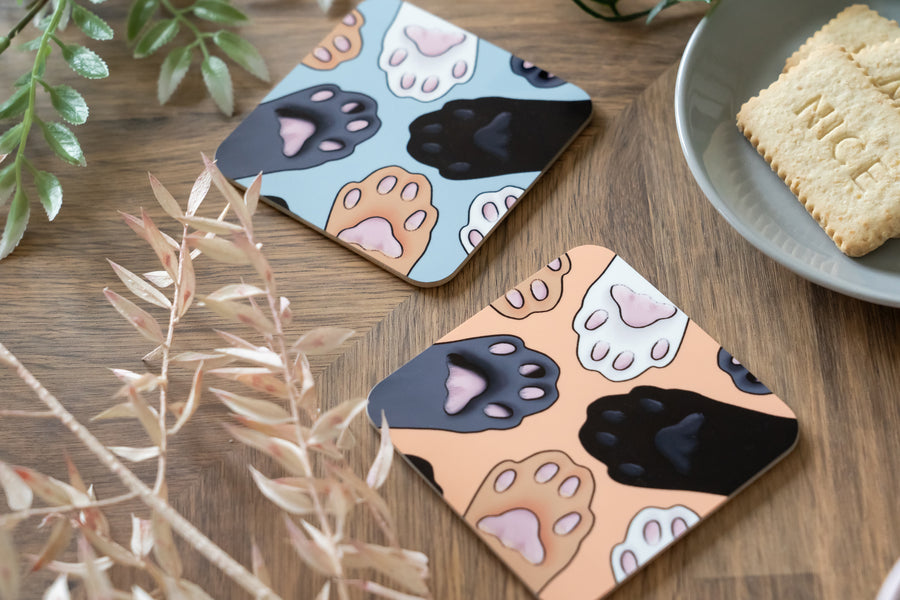 Cat Paws Yellow Coaster