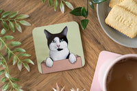 Tuxedo Cat in a Box Coaster