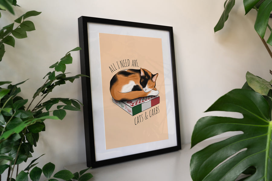 Cats & Carbs Art Print