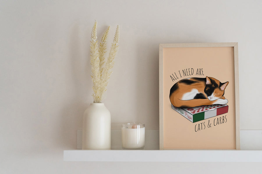 Cats & Carbs Art Print