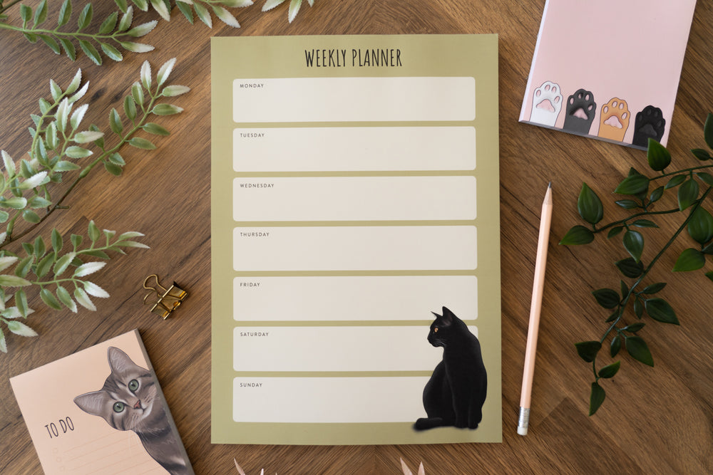 Cat A4 Weekly Planner Notepad