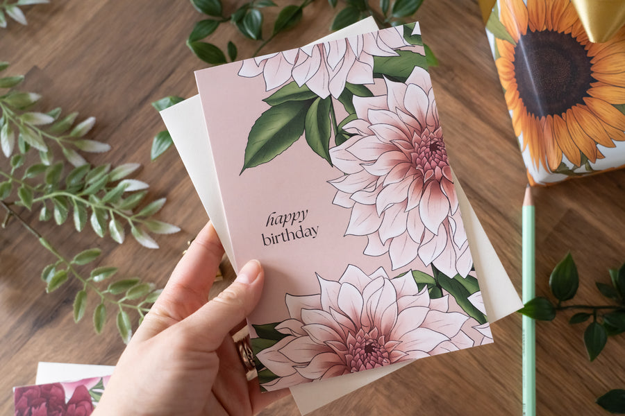 Dahlia Birthday Card