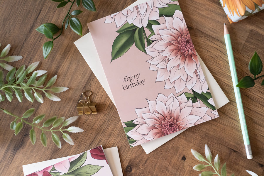 Dahlia Birthday Card