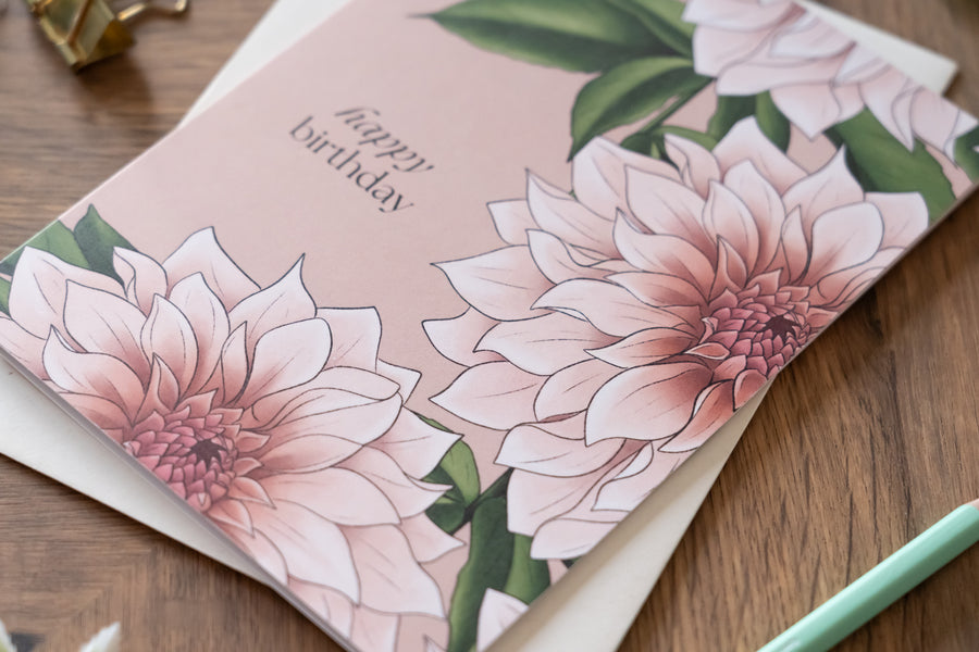 Dahlia Birthday Card