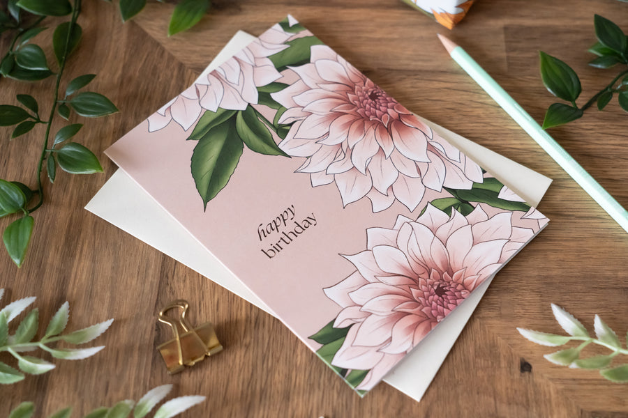 Dahlia Birthday Card