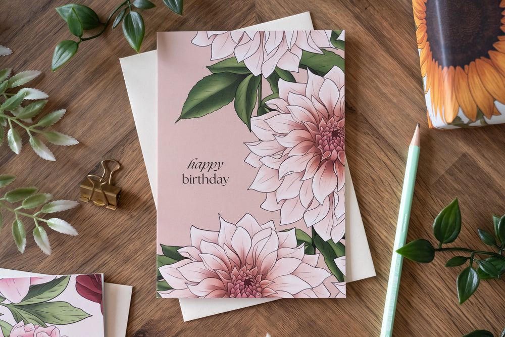 Dahlia Birthday Card