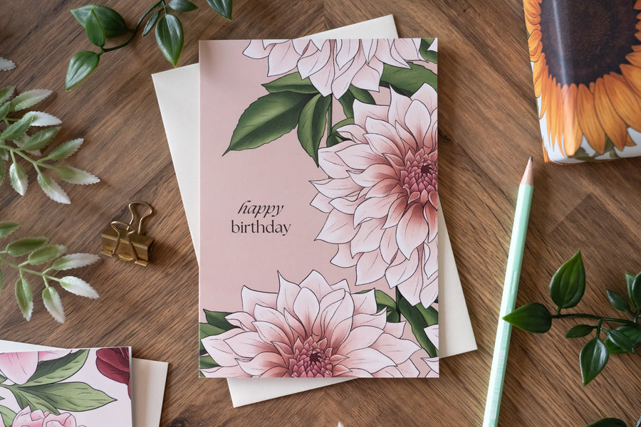Dahlia Birthday Card