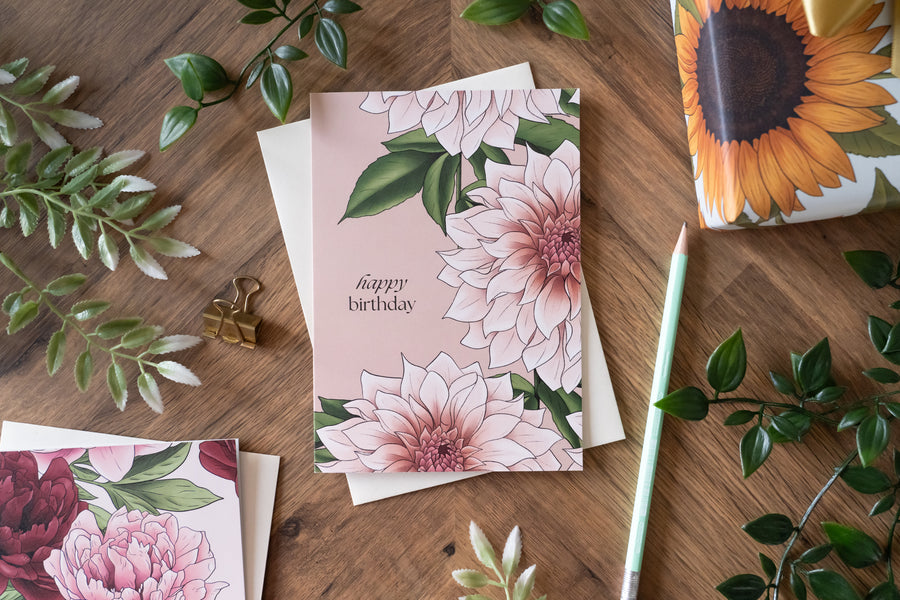 Dahlia Birthday Card