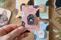 Grey Cat Paw Wooden Pin