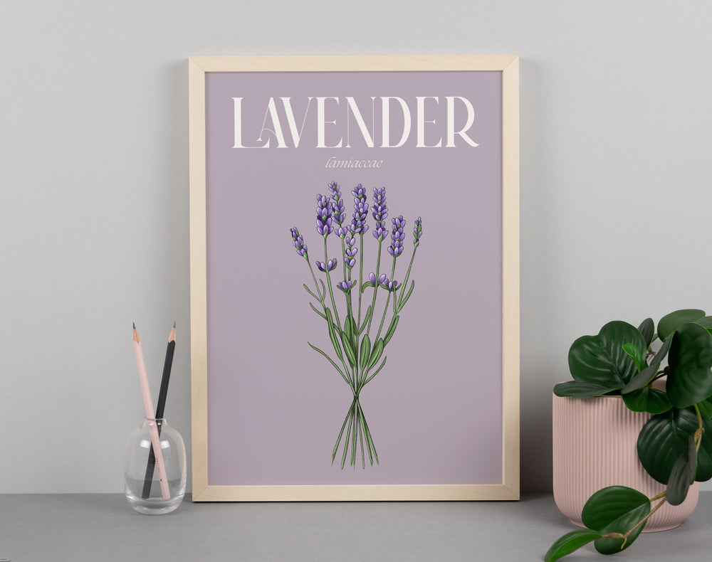 Lavender Illustrated Floral Art Print