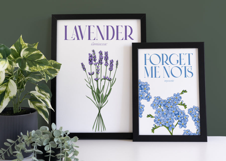 Lavender Illustrated Floral Art Print