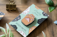 Orange Cat Paw Wooden Pin