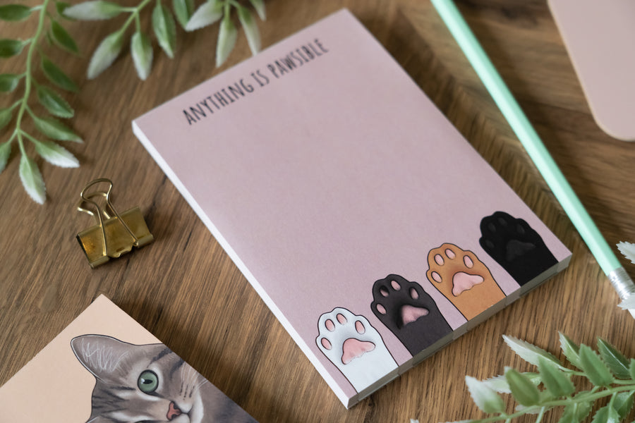 Pink Cat Paws A6 Notepad