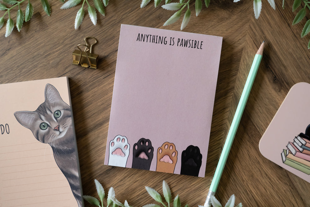 Pink Cat Paws A6 Notepad