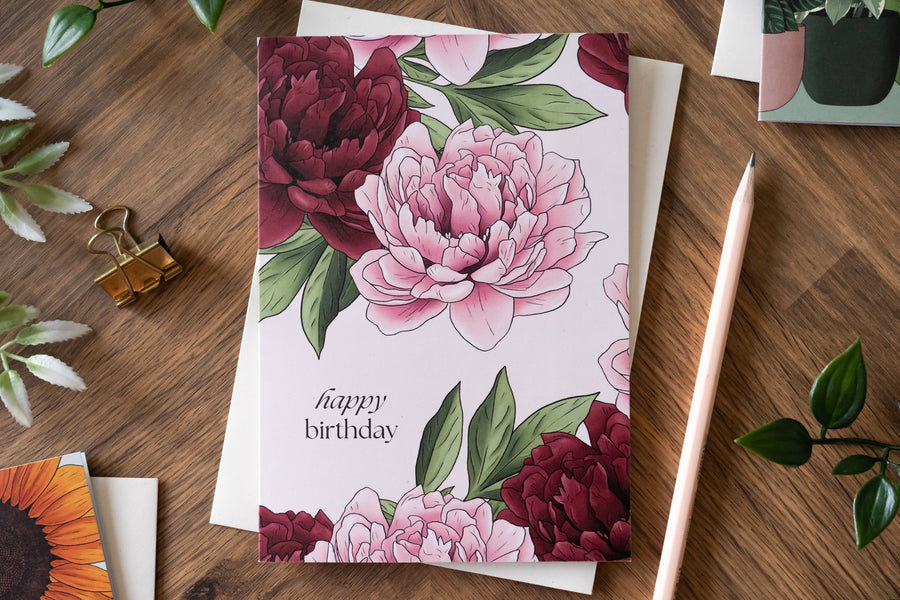 Peony Birthday Card