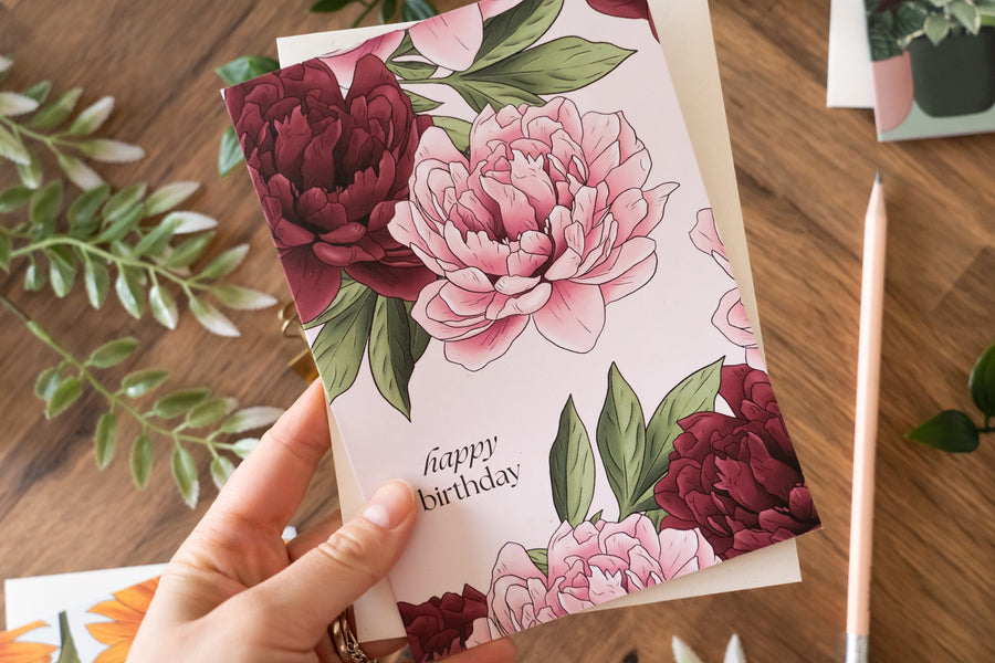 Peony Birthday Card