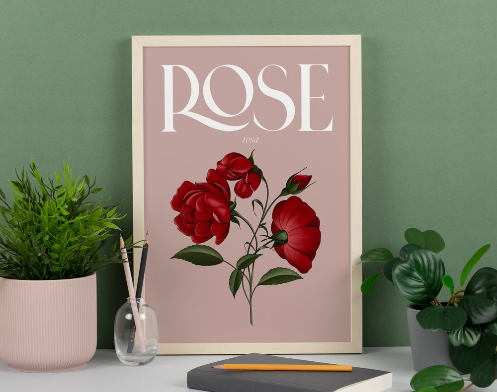 Rose Illustrated Floral Art Print