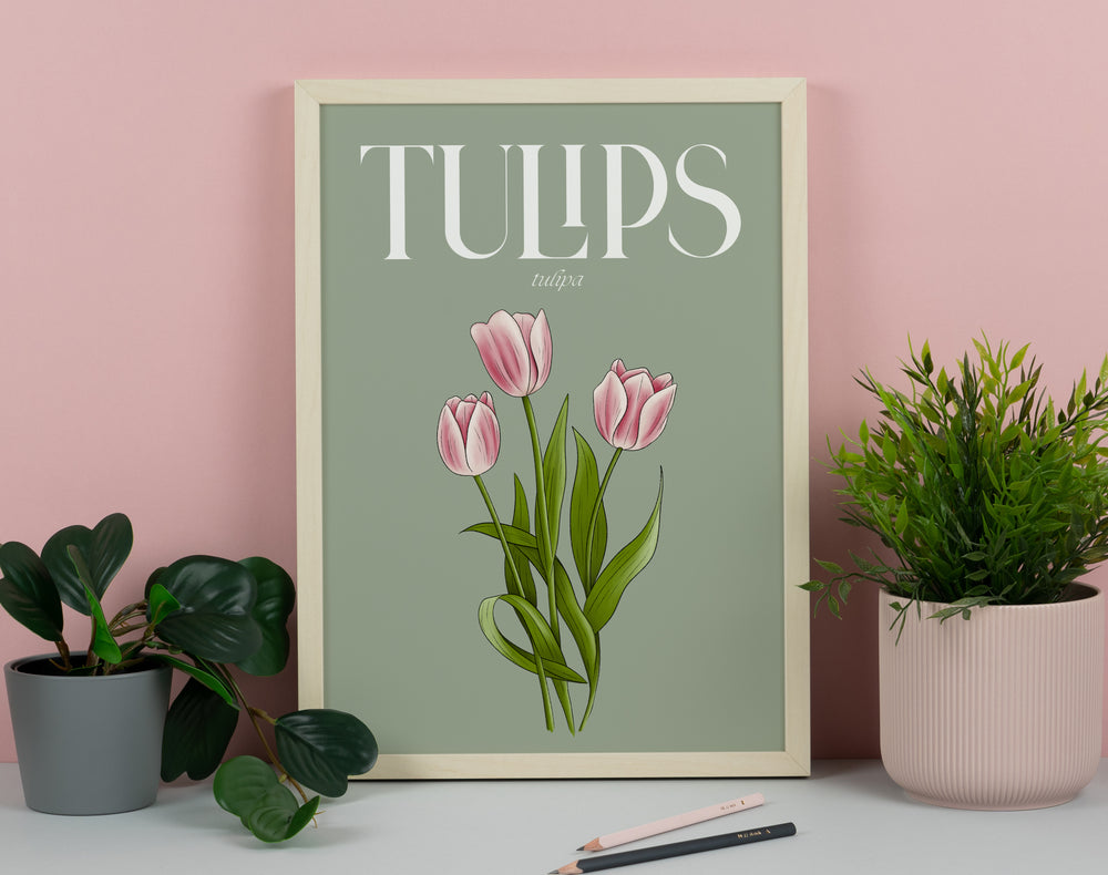 Tulips Illustrated Floral Art Print
