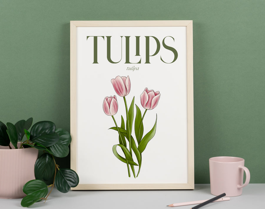 Tulips Illustrated Floral Art Print