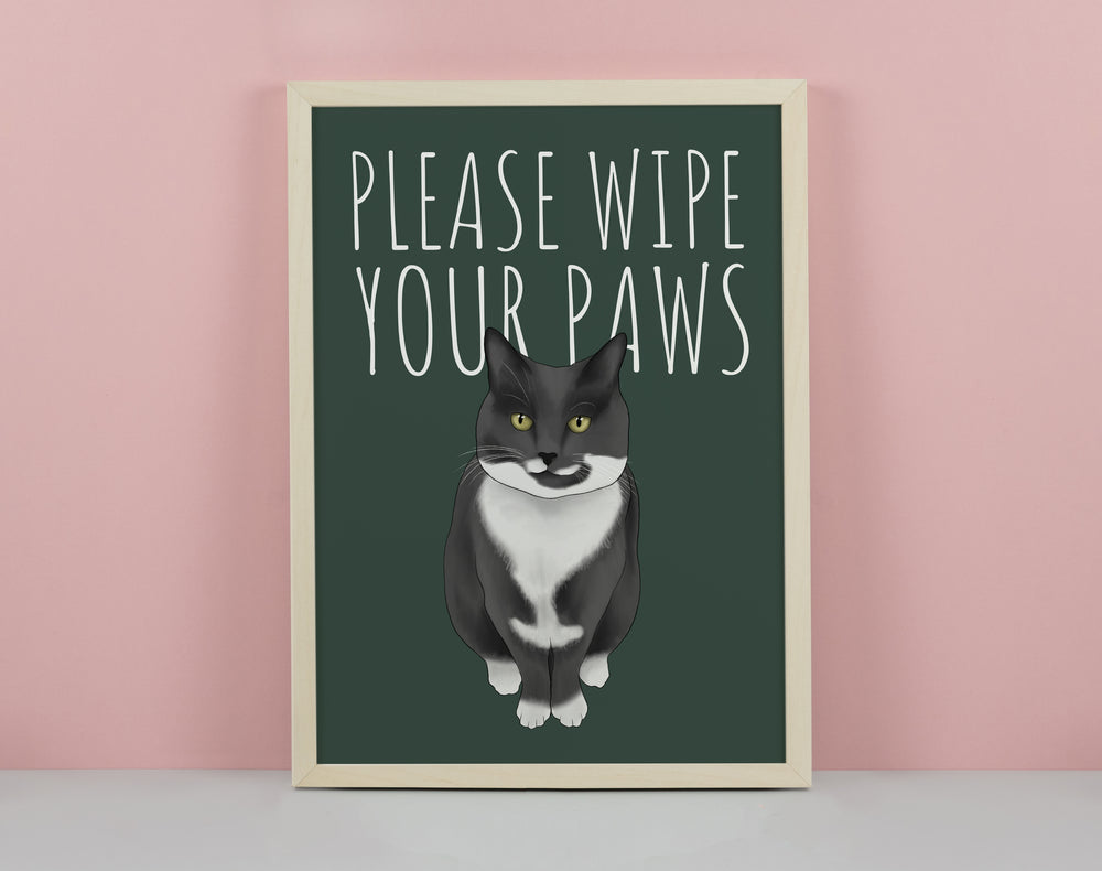 Wipe Your Paws Cat Art Print