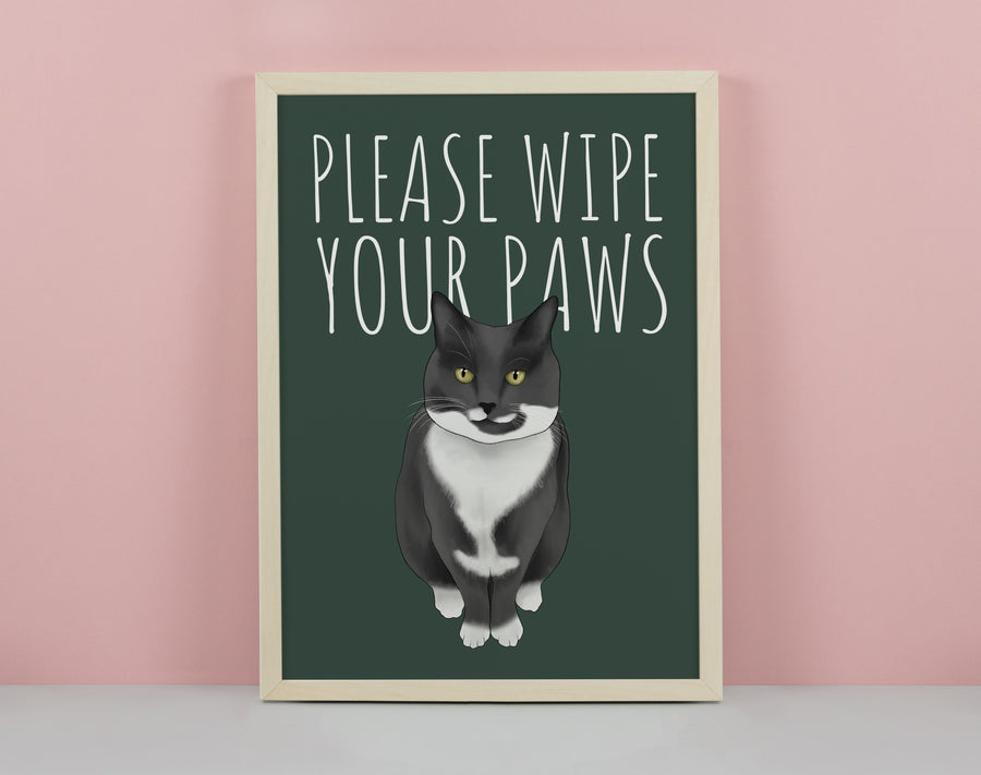 Wipe Your Paws Cat Art Print