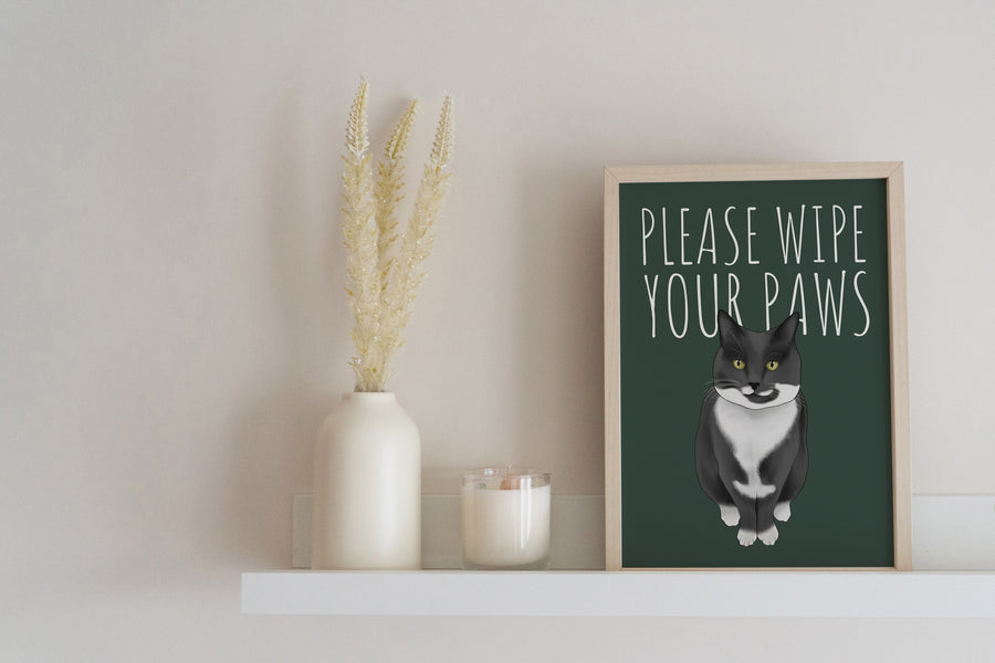 Wipe Your Paws Cat Art Print