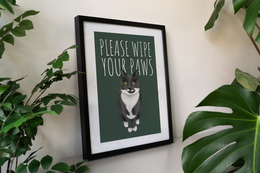 Wipe Your Paws Cat Art Print