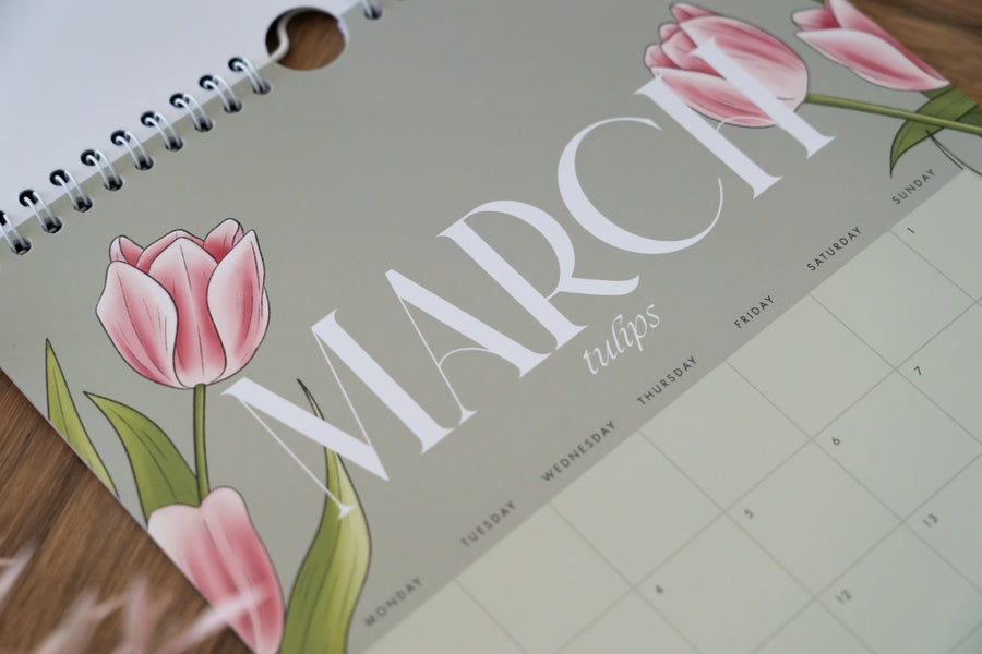 Floral Illustrated A4 2026 Calendar