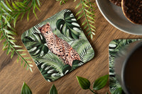 Cheetah and Leaves Coaster