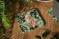 Cheetah and Leaves Coaster