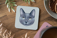 Blue Grey Cat Coaster